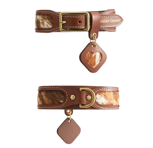 Collier Chien Cuir et Fourrure Cheval Naturelle