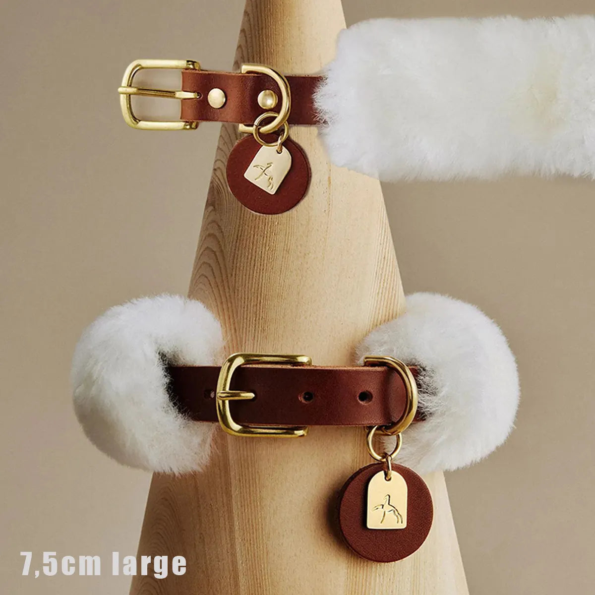 Collier Pour Chien en Cuir et Laine Sur-Mesure marron
