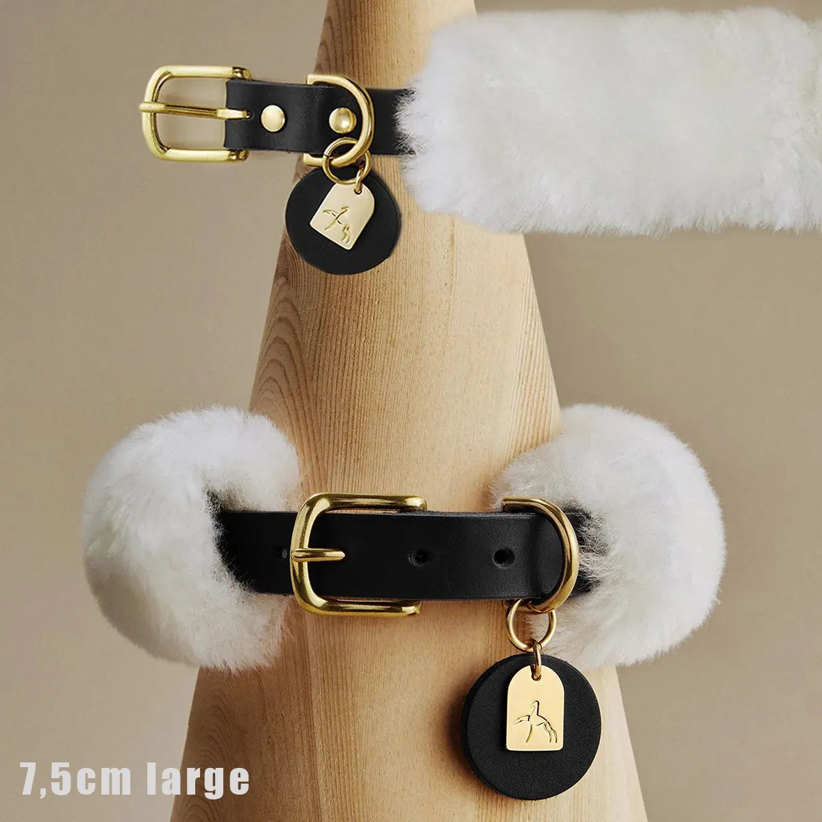 Collier Pour Chien en Cuir et Laine Sur-Mesure noir