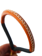 Laisse Chien Nylon Noir Cuir Caramel Tanné Végétal