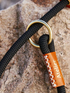 Laisse Chien Nylon Noir Cuir Caramel Tanné Végétal