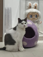 Niche Chat Feutre Laine Fait Main - Grotte Violette Mystique