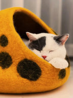 Niche Chat Feutre Laine Fait Main orange