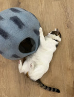 Niche Chat Feutre Laine Fait Main - Grotte Bleue Planète