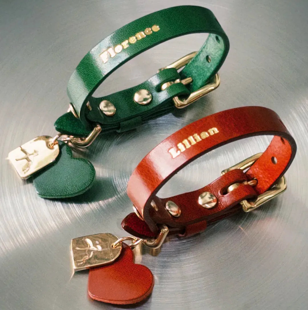 Petit collier chien personnalisé rouge brique avec broderie – Atelier Gemini