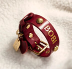 Collier pour chien en cuir rouge, design luxe
