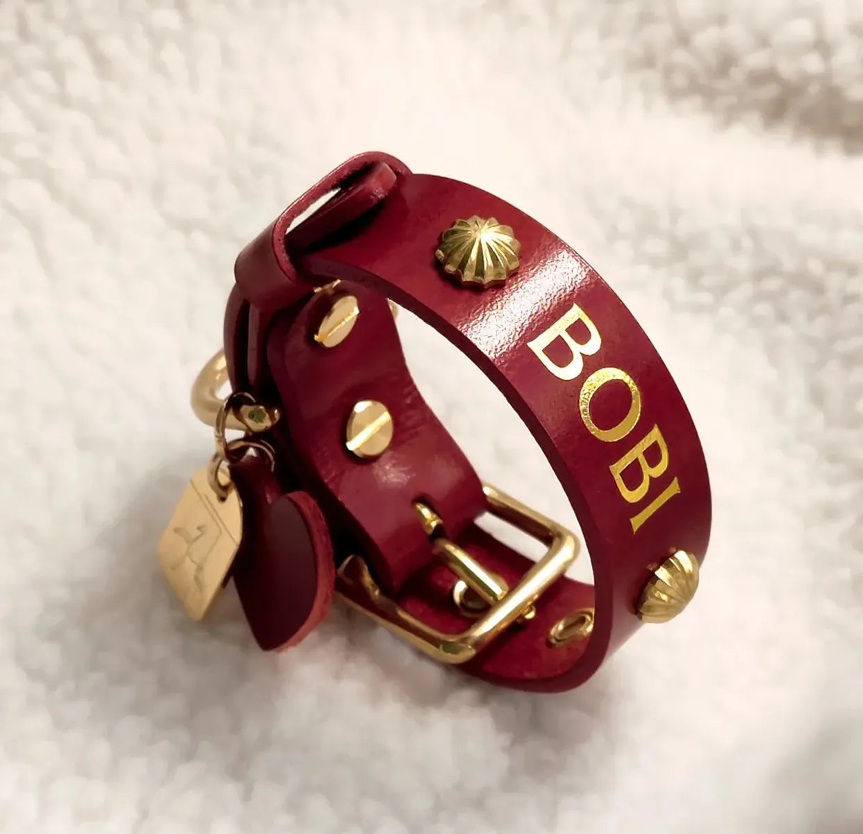 Collier pour chien en cuir rouge, design luxe