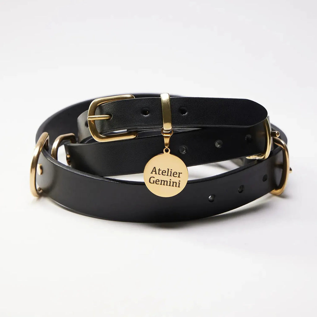 Trois largeurs disponibles de colliers chien cuir noir fait main