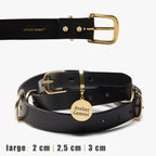 Collier pour chien personnalisé noir en cuir premium avec boucles en laiton