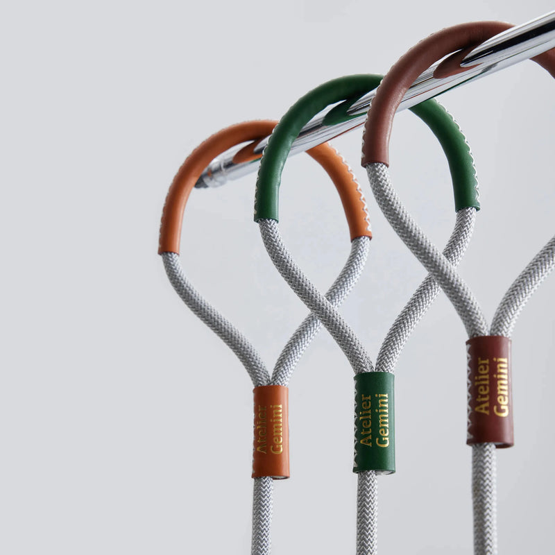 Laisse pour chien premium en nylon noir et cuir marron avec détails en laiton - Atelier Gemini