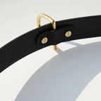 Détail du métal doré sur collier chien en cuir noir premium